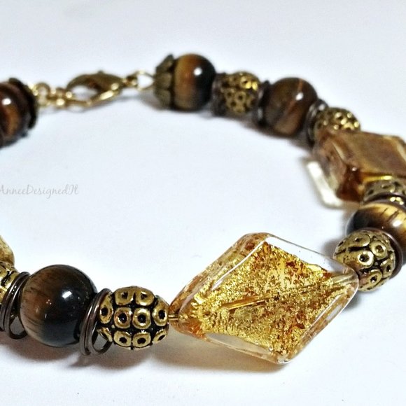 Hand Made - Tigers Eye Semi-precious Bracelet - Picture 3 of 3